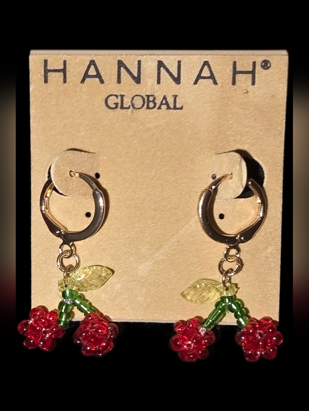 Beaded Cherry Hoop Earrings